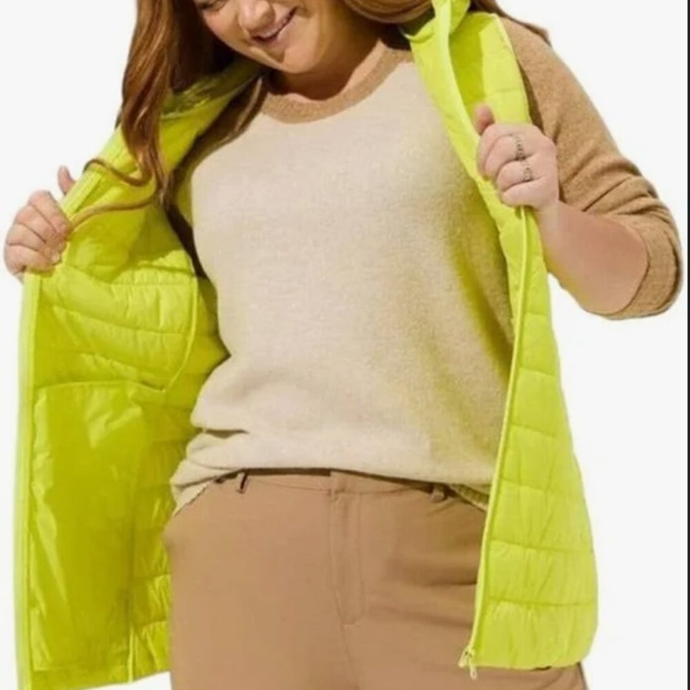 Torrid Size 4 (26W) Neon Yellow Light Packable Puffer Vest Size NWT